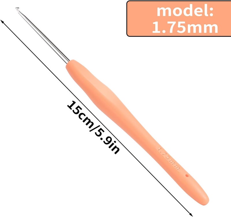 Gerute Small Size Crochet Hook Lace Crochet Needle, 1.75mm Crochet Hook, Ergonomic Crochet Hooks，Embroidery Thread Knitting Weaving Tool (1.75 mm) - Image 2